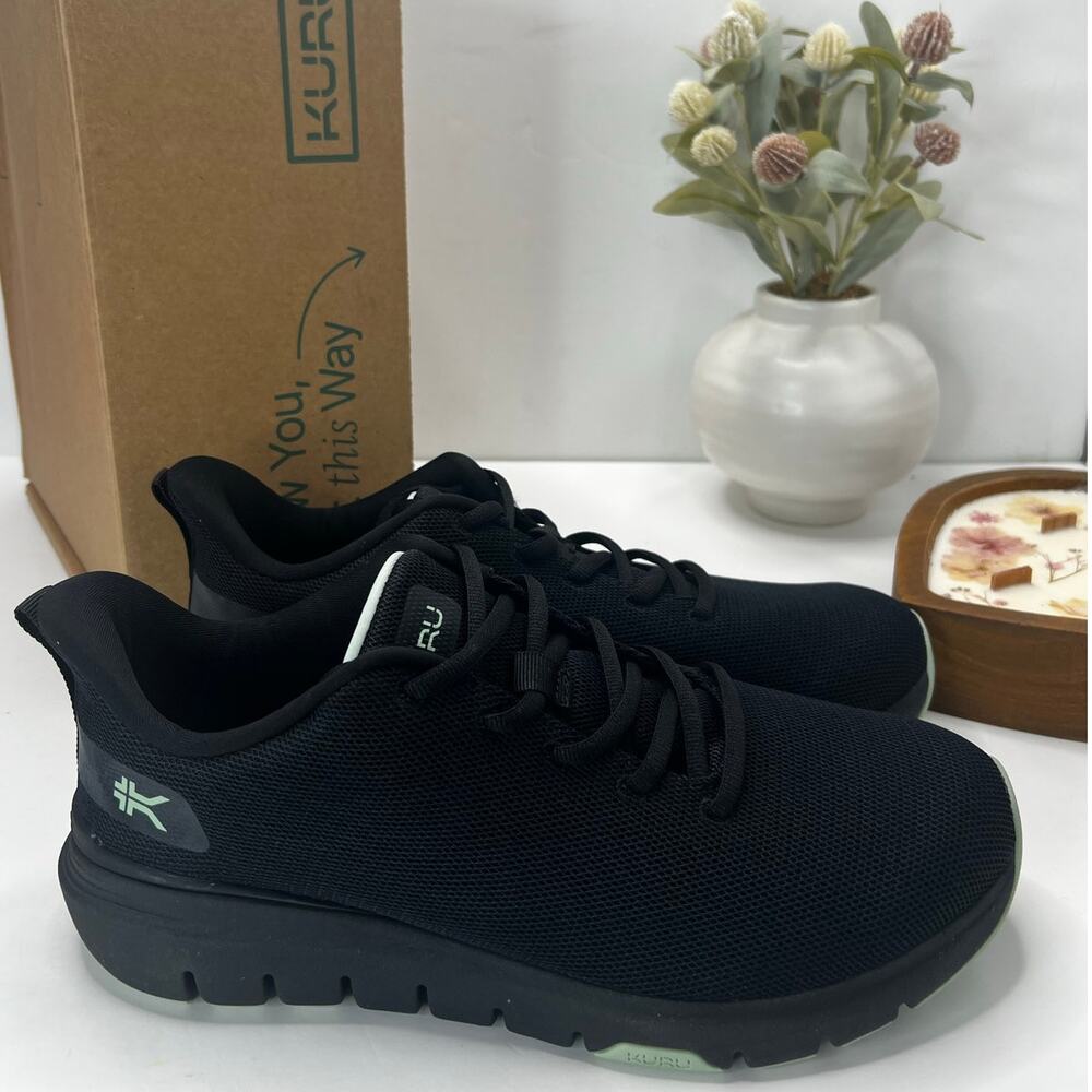 Kuru Flex Via Minimalist Comfort Sneaker Jet Black/Desert Green Women 10M